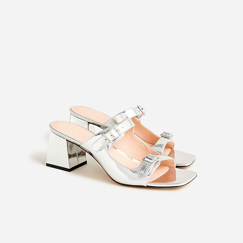 Silver Mirror J.Crew Layne buckle sandals in metallic specchio leather | J.Crew Factory | ABNOR8623