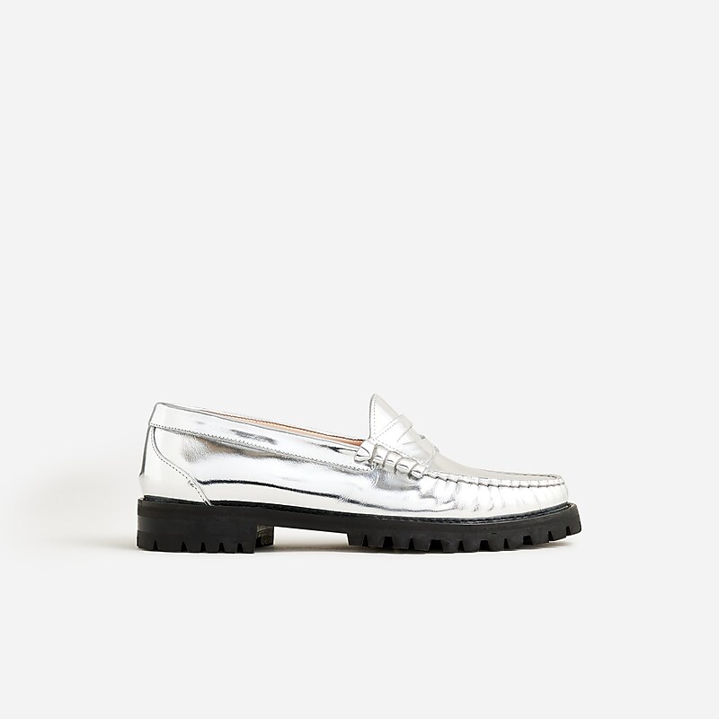 Silver Mirror J.Crew Winona lug-sole penny loafers in suede | J.Crew Factory | LENFI9247