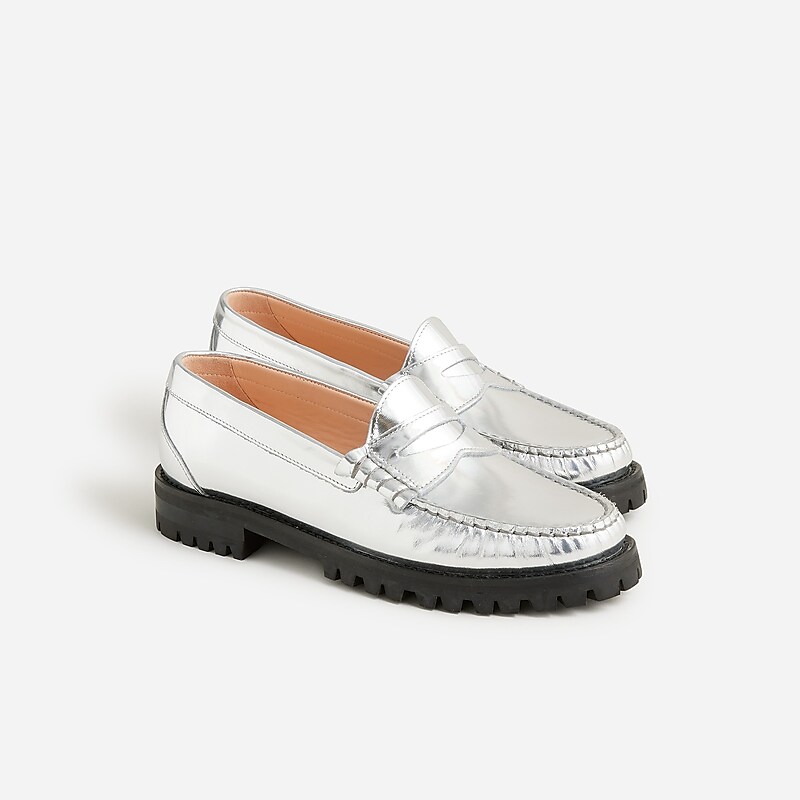 Silver Mirror J.Crew Winona lug-sole penny loafers in suede | J.Crew Factory | LENFI9247