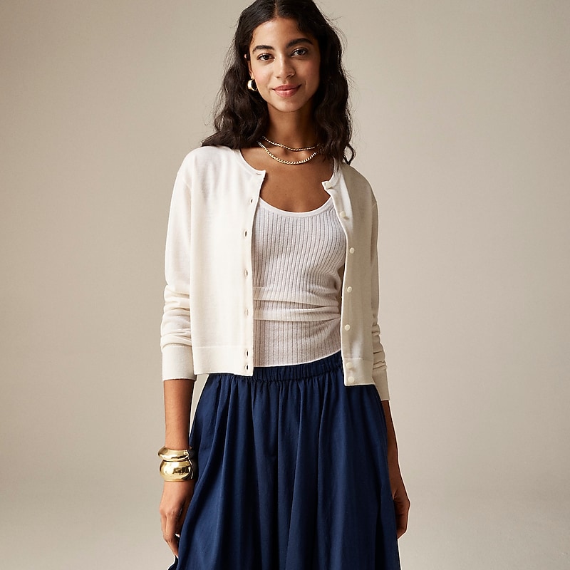 Snow J.Crew Featherweight cashmere shrunken cardigan sweater | J.Crew Factory | IUJDG1306