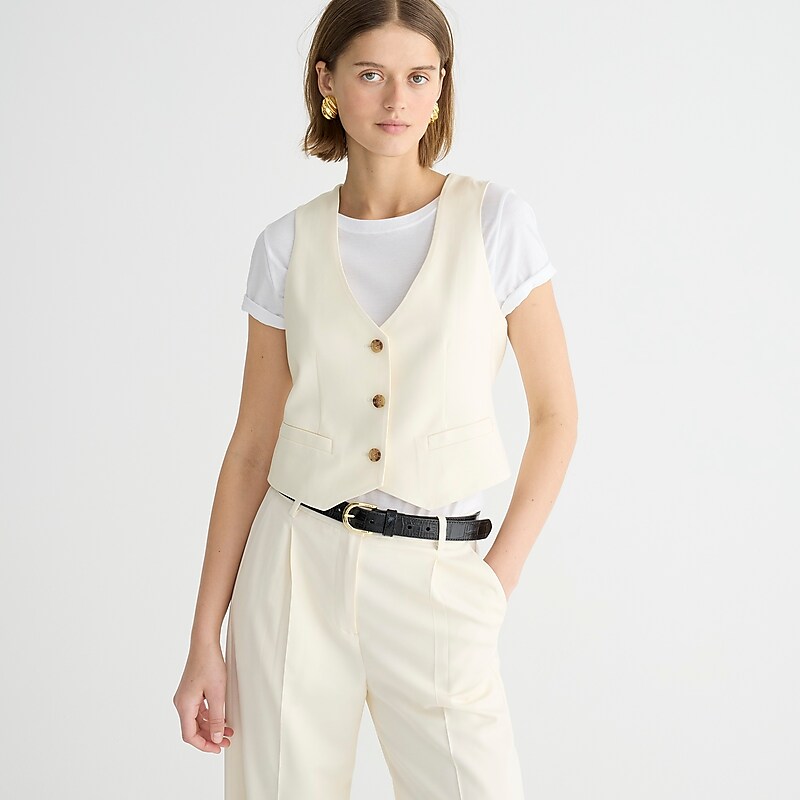 Soft Ivory J.Crew Classic-fit vest in city twill | J.Crew Factory | HMFRA3986