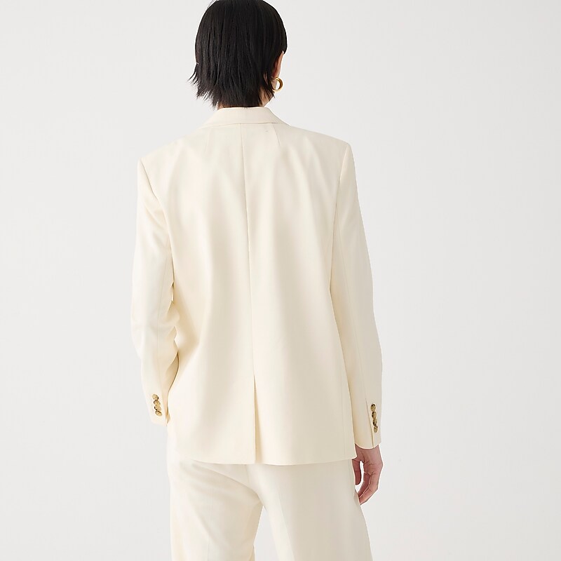 Soft Ivory J.Crew Relaxed double-breasted blazer in city twill | J.Crew Factory | XLBFT4612