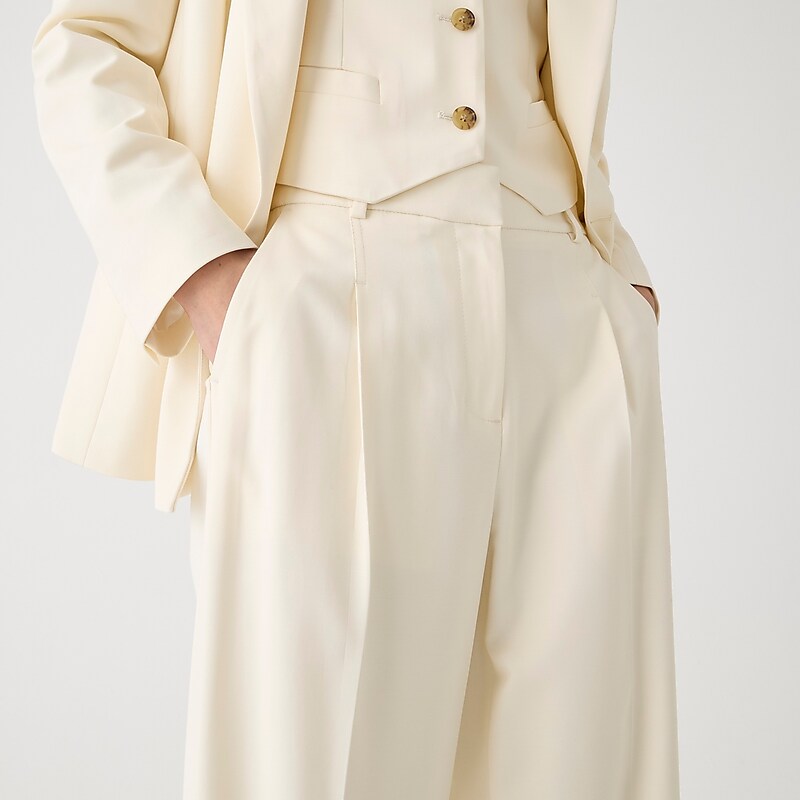 Soft Ivory J.Crew Wide-leg essential pant in city twill | J.Crew Factory | RQIHC5216