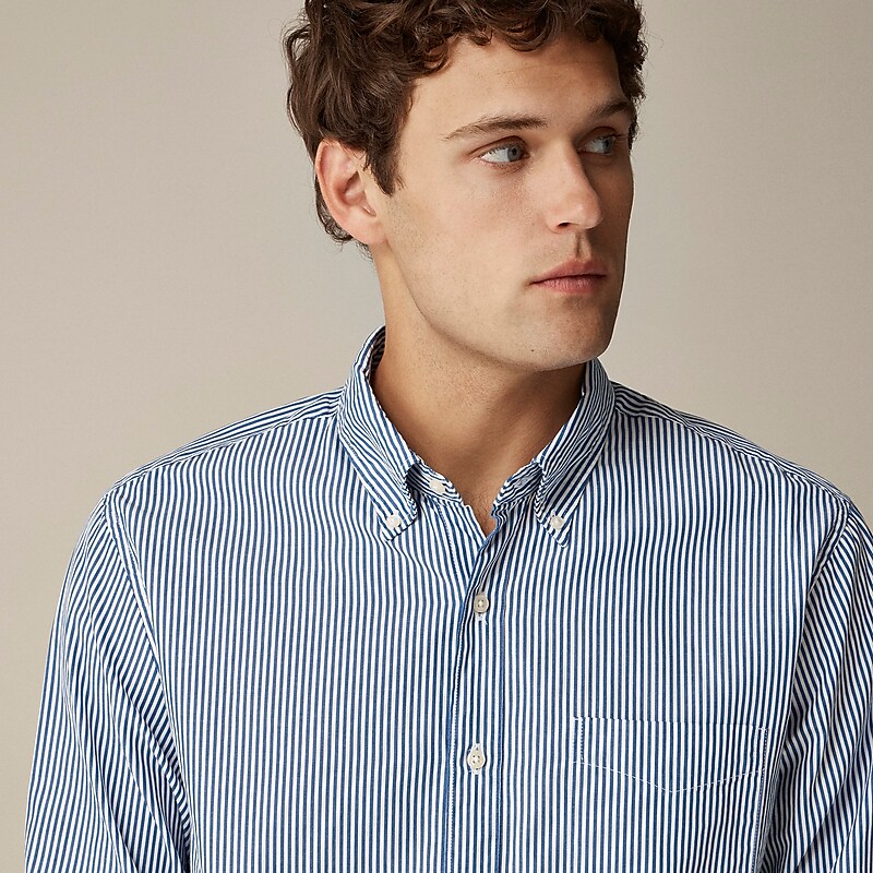 Soo Stripe White Blue J.Crew Secret Wash cotton poplin shirt | J.Crew Factory | RYCEB4826