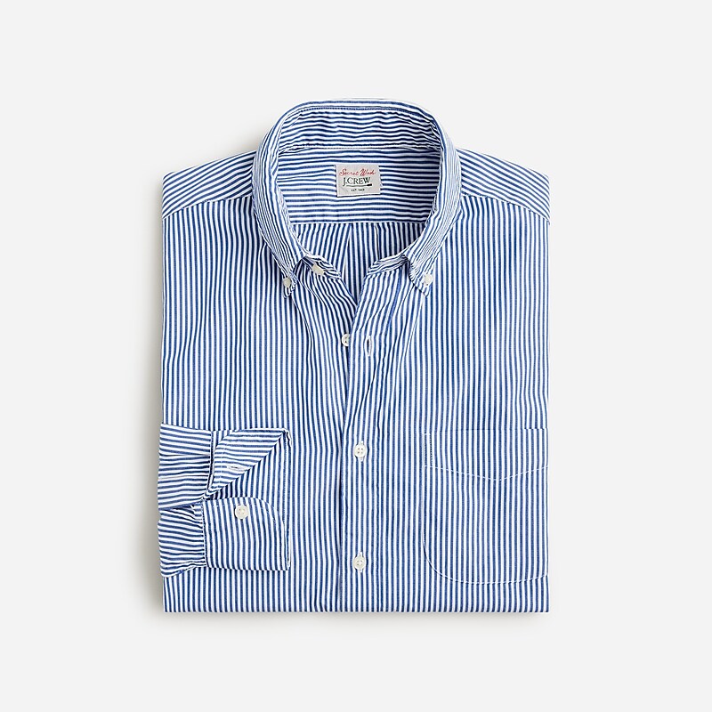 Soo Stripe White Blue J.Crew Secret Wash cotton poplin shirt | J.Crew Factory | RYCEB4826