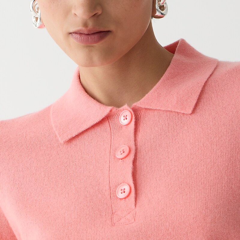 Spiced Guava J.Crew Cashmere cropped sweater-polo | J.Crew Factory | UPMJH8269