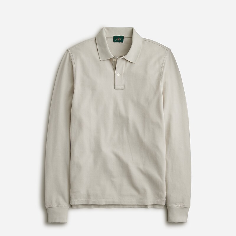 Stone J.Crew Long-sleeve classic piqué polo shirt | J.Crew Factory | EDUAB8145