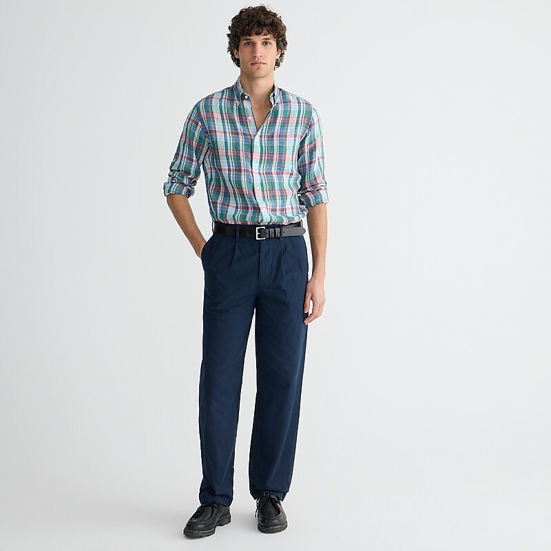 Storm Navy J.Crew Classic double-pleated chino pant | J.Crew Factory | KIYES3759