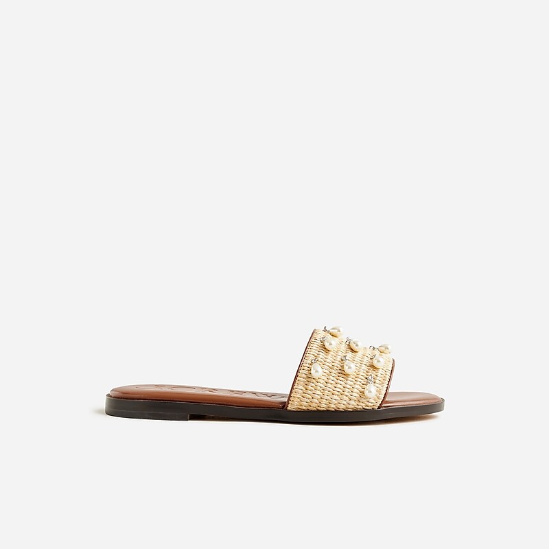 Straw J.Crew Georgina woven sandals in metallic leather | J.Crew Factory | OTMDJ3672