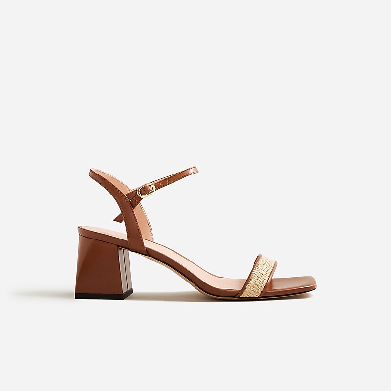 Straw J.Crew Layne ankle-strap heels in raffia | J.Crew Factory | OKSVF4039