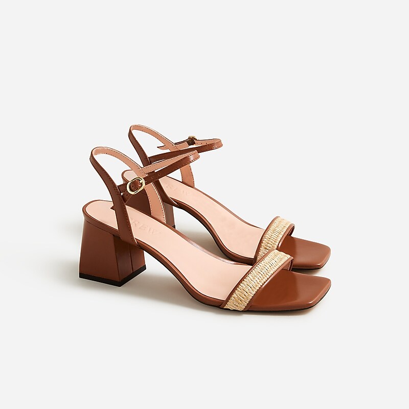 Straw J.Crew Layne ankle-strap heels in raffia | J.Crew Factory | OKSVF4039