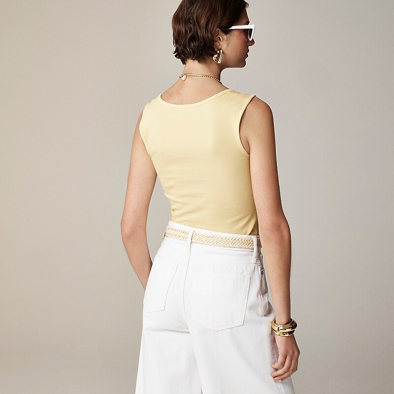 Sunflower Sands J.Crew Cropped fine rib scoopneck tank top | J.Crew Factory | ORBPL8369