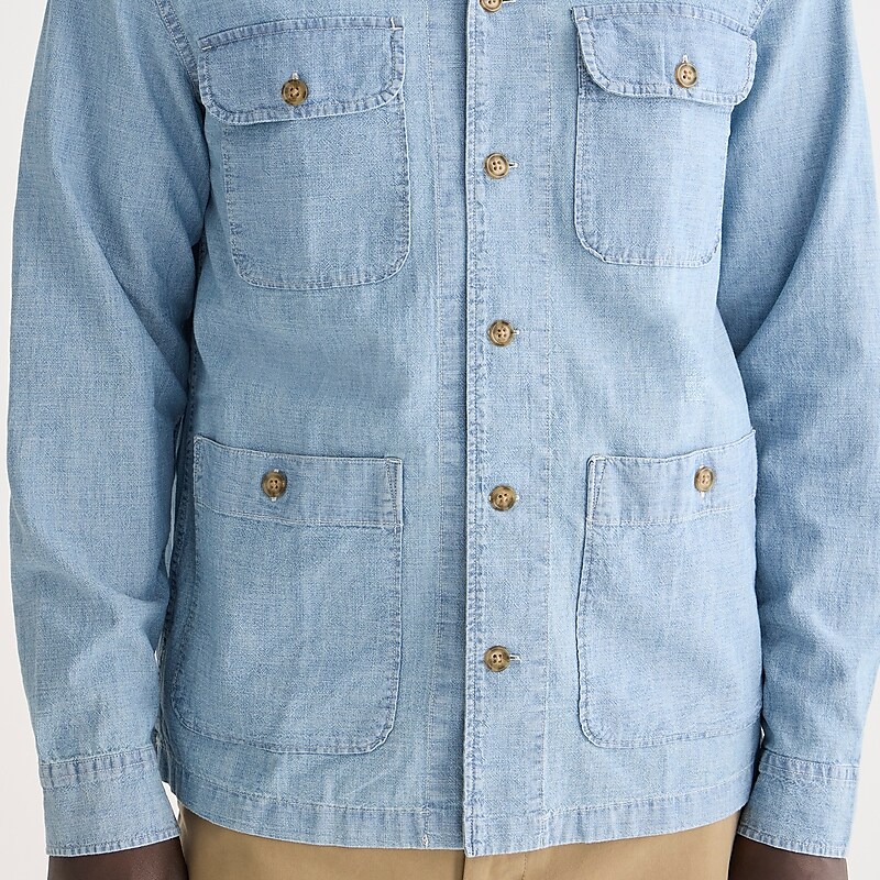 Three Year Wash J.Crew Chambray four-pocket camp-collar overshirt | J.Crew Factory | OQUKZ7618