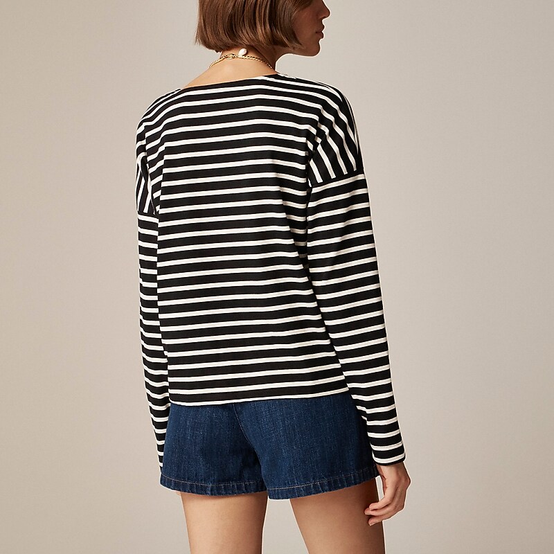 Tilly Stripe Black Natu J.Crew Saint James® X J.Crew structured T-shirt | J.Crew Factory | TOLQD4510