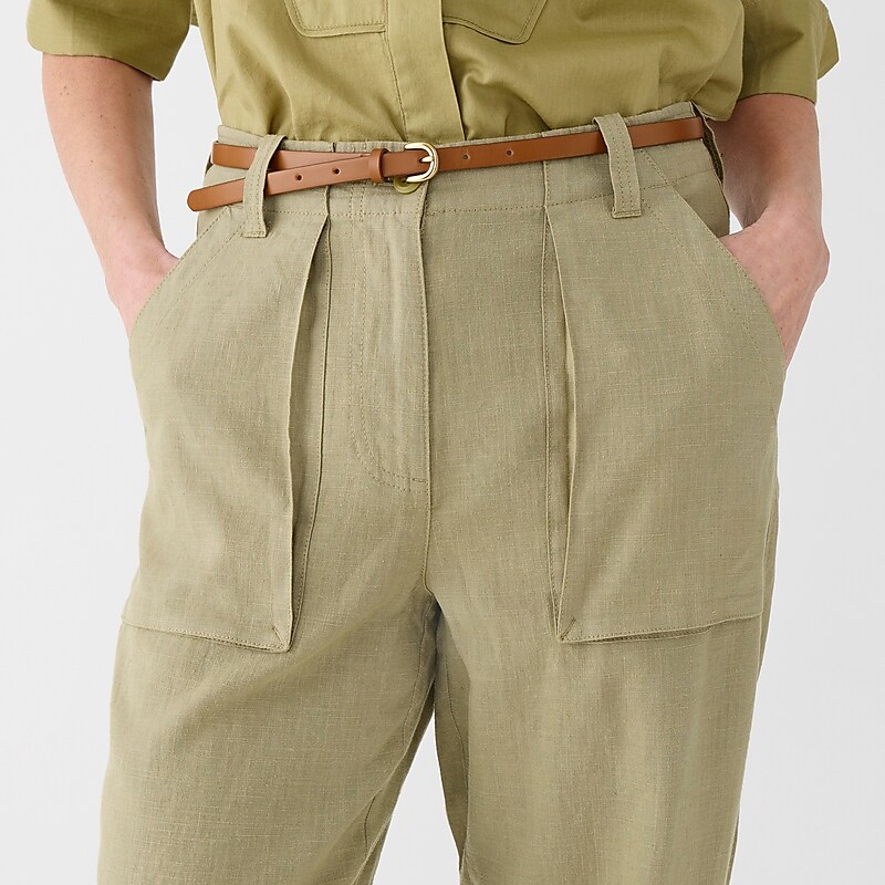 Timbered Khaki J.Crew Seaside cargo pant in linen-TENCEL™ lyocell blend | J.Crew Factory | JUNCI9361