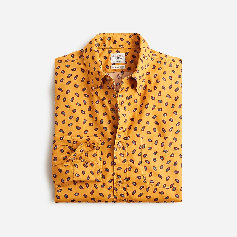 Tiny Paisley Yellow Red J.Crew Secret Wash cotton poplin shirt | J.Crew Factory | VMSQE0348