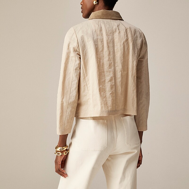 Toasted Cream J.Crew Barn Jacket™ in crinkle nylon | J.Crew Factory | TEYCS0915