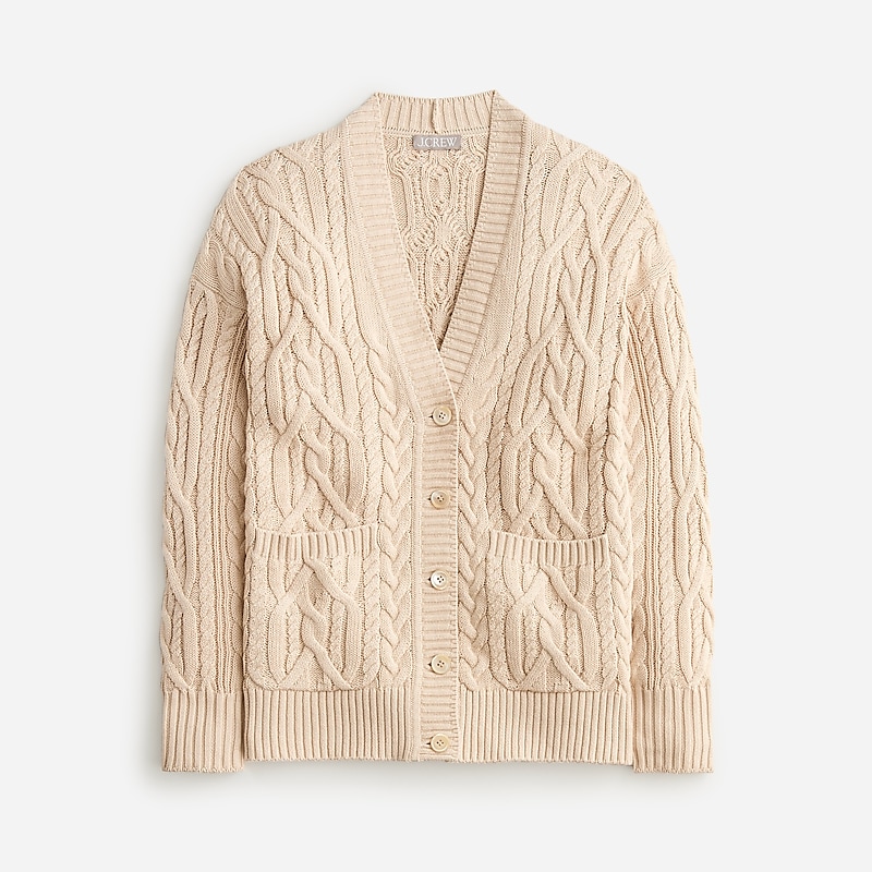 Toasted Cream J.Crew Cable-knit cardigan sweater | J.Crew Factory | YGSBP8362