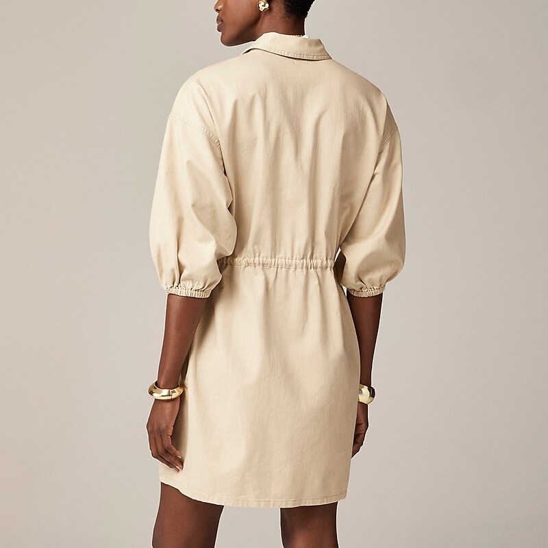 Toasted Cream J.Crew Cinched zip-up dress in drapey cotton | J.Crew Factory | IYDWP0928