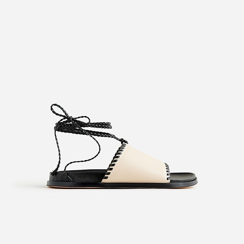 Toasted Cream J.Crew Colbie braided lace-up sandals in leather | J.Crew Factory | NYSKC0413