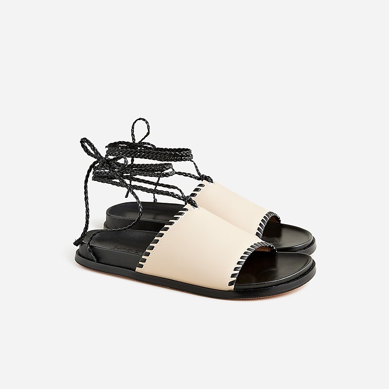 Toasted Cream J.Crew Colbie braided lace-up sandals in leather | J.Crew Factory | NYSKC0413