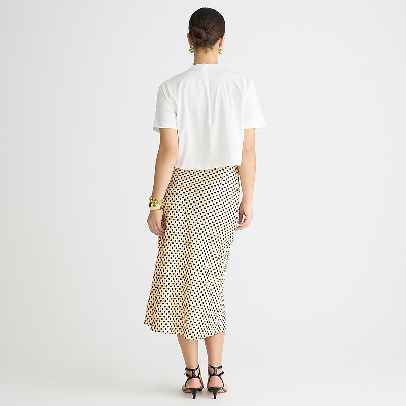 Toasted Cream J.Crew Gwyneth slip skirt in floral luster charmeuse | J.Crew Factory | VEOKY6538