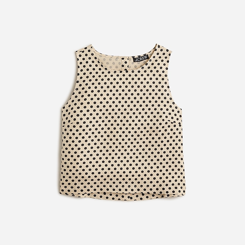 Toasted Cream J.Crew Maxine button-back top in linen | J.Crew Factory | CFUYG6123