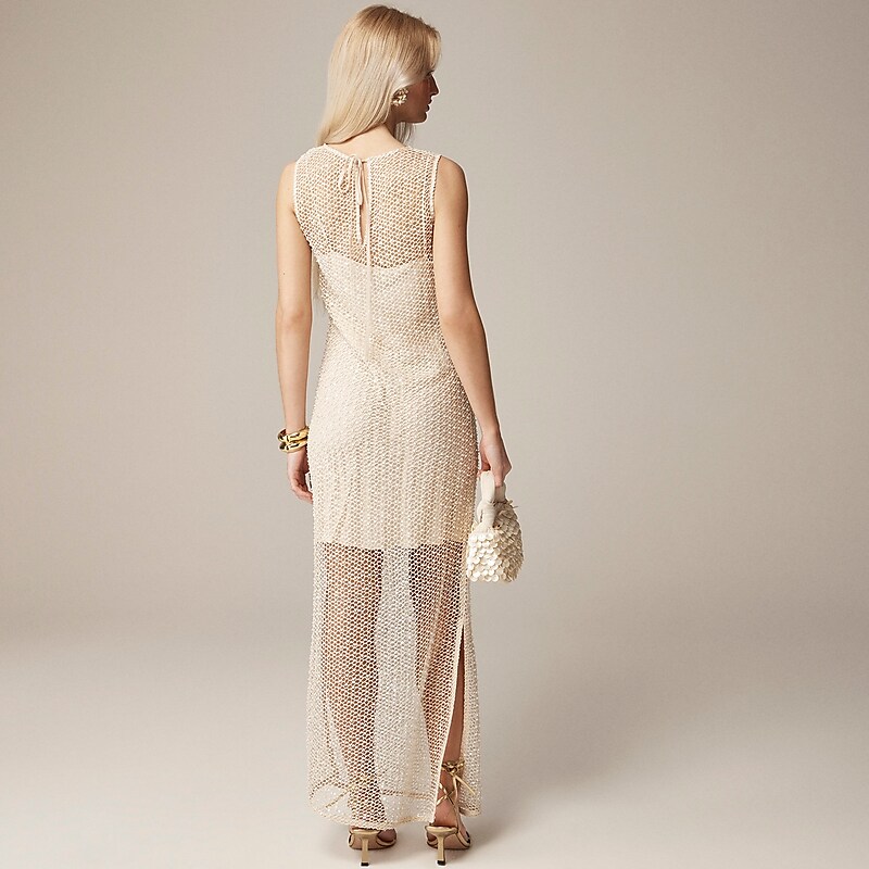 Toasted Gold J.Crew Collection sheer slip dress with pearls | J.Crew Factory | BZHIP5479