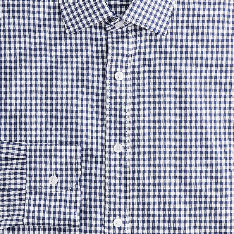 Toby Gingham White Navy J.Crew Bowery performance stretch dress shirt with spread collar | J.Crew Factory | ADFKH2467