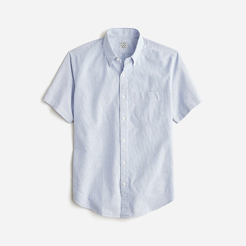 University Stripe Rain J.Crew Short-sleeve Broken-in organic cotton oxford shirt | J.Crew Factory | GRZNB8163