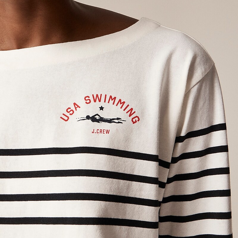 Usa Swimming Cropped Ma J.Crew Limited-edition USA Swimming® X J.Crew cropped boatneck T-shirt in striped mariner cotton | J.Crew Factory | CWNPO5297