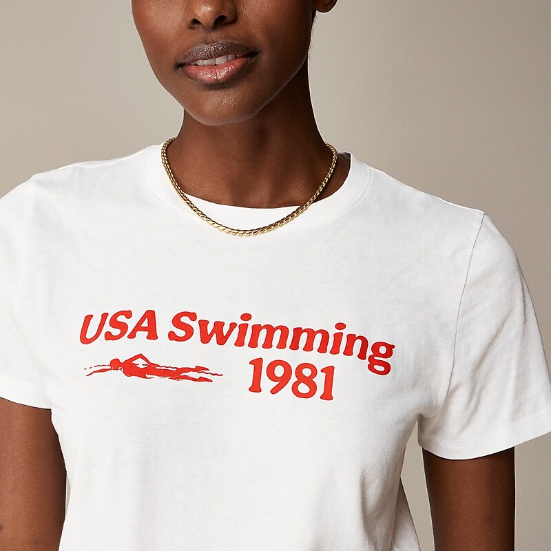 Usa Swimming J.Crew Limited-edition USA Swimming® X J.Crew vintage jersey classic-fit crewneck T-shirt | J.Crew Factory | HGCMP0195