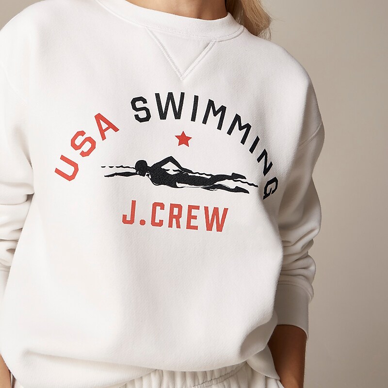 Usa Swimming White Crew J.Crew Limited-edition USA Swimming® X J.Crew heritage fleece crewneck sweatshirt | J.Crew Factory | QSVJP3198