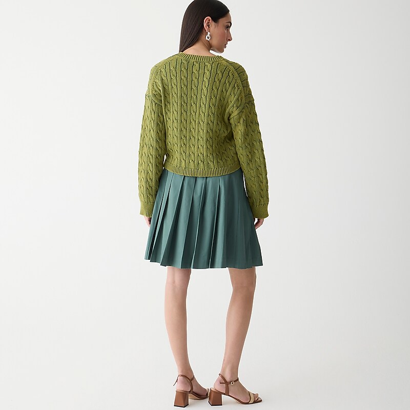 Utility Green J.Crew Cable-knit cropped crewneck sweater | J.Crew Factory | UMVPY4621