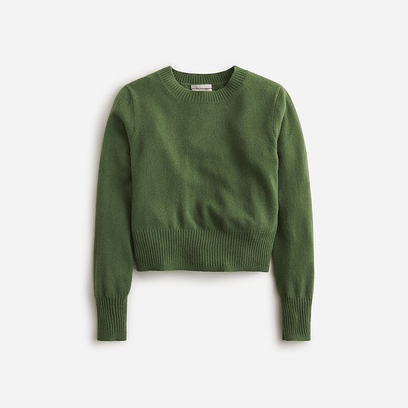 Utility Green J.Crew Cashmere shrunken crewneck sweater | J.Crew Factory | JFPML0367