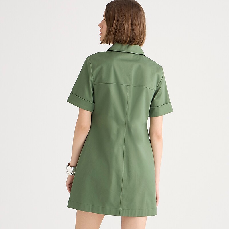 Utility Green J.Crew Gamine shirtdress in stretch twill | J.Crew Factory | LSHQY8602