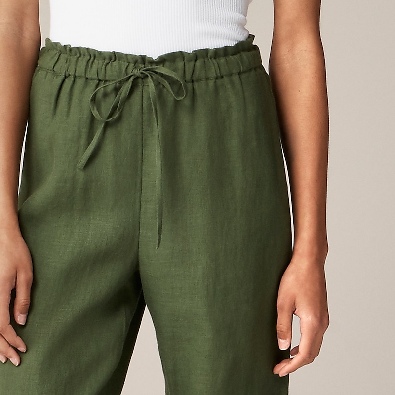 Utility Green J.Crew Soleil pant in striped linen | J.Crew Factory | MBKNE5187