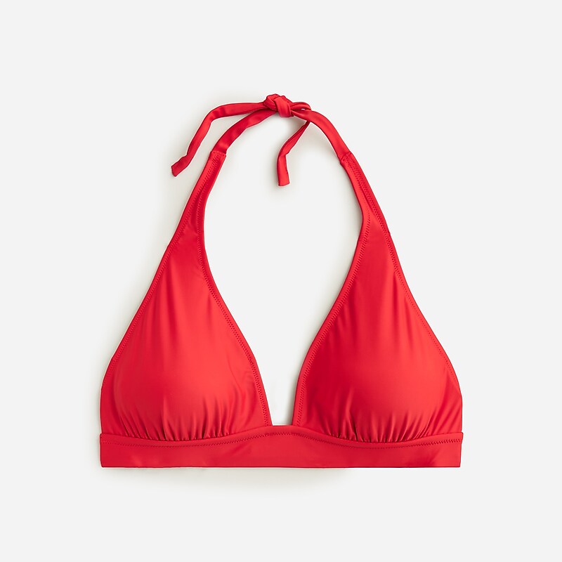 Venetian Red J.Crew DD halter tie-back bikini top with mesh | J.Crew Factory | MCVSR5726