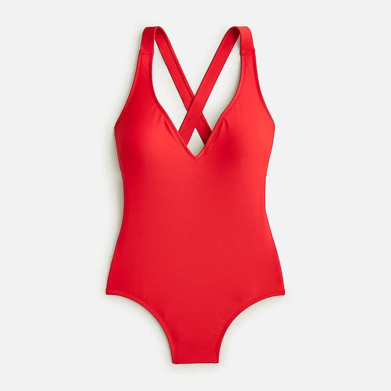 Venetian Red J.Crew High-support cross-back one-piece | J.Crew Factory | JOXKZ5086