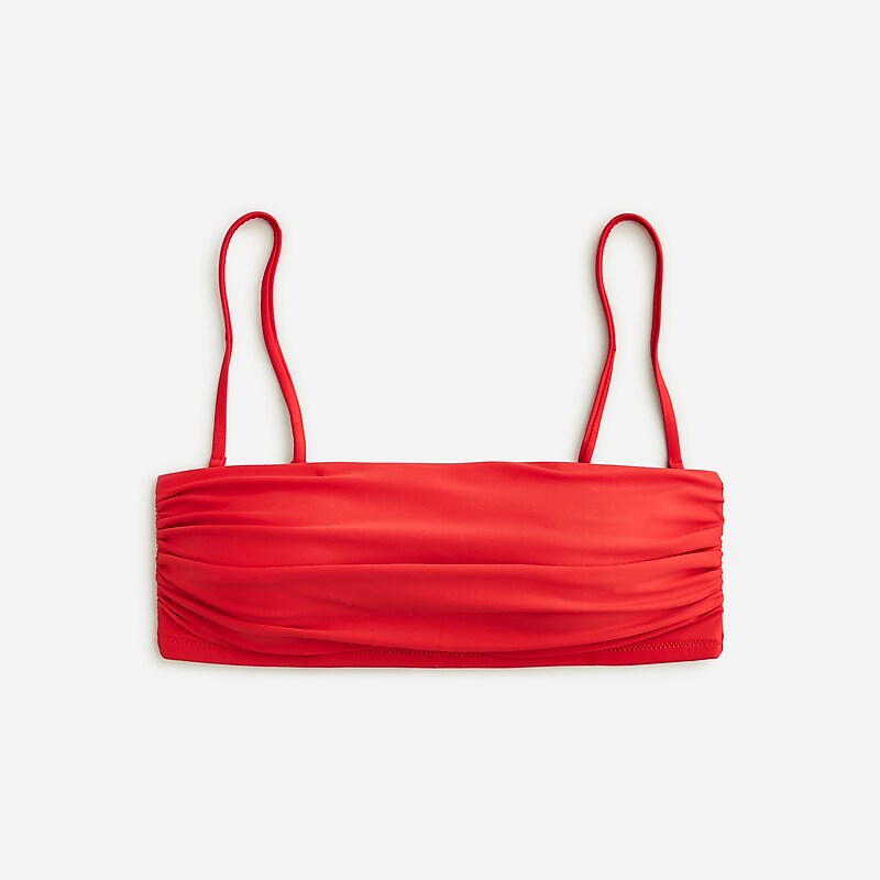 Venetian Red J.Crew Ruched bandeau bikini top | J.Crew Factory | BMOIP0563