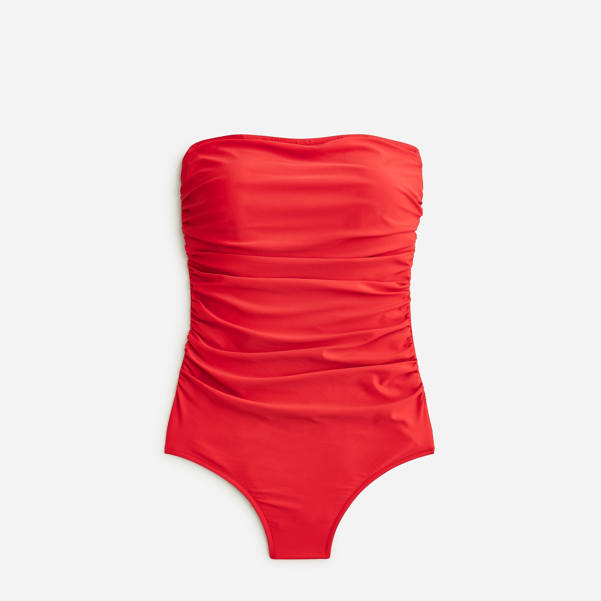 Venetian Red J.Crew Ruched bandeau one-piece swimsuit | J.Crew Factory | GZUYP3792