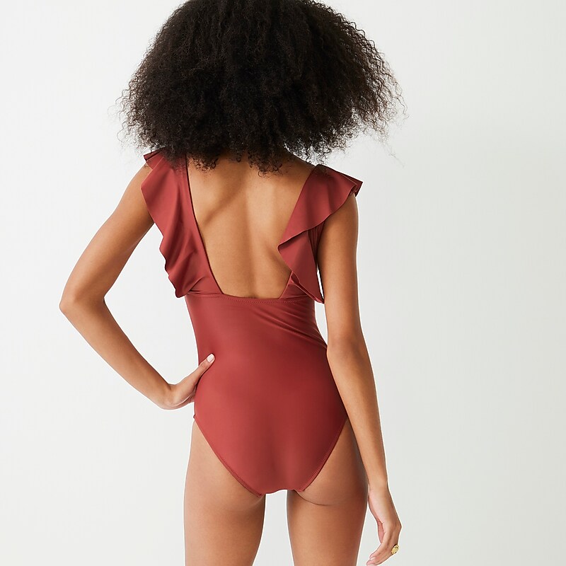 Warm Chimney J.Crew Ruched ruffle one-piece swimsuit | J.Crew Factory | MEUDH0832