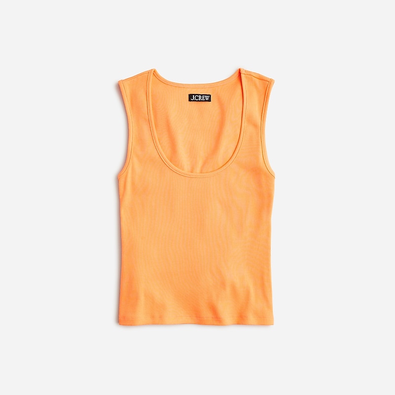 Warm Clementine J.Crew Cropped fine rib scoopneck tank top | J.Crew Factory | NPGVB2396