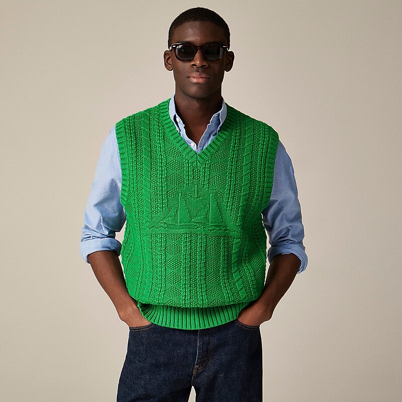 Warm Clover J.Crew Cotton sweater-vest with sailboat motif | J.Crew Factory | WMLOG0985