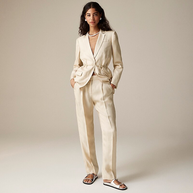 Warm Platinum J.Crew Tapered essential pant in glossy twill | J.Crew Factory | EKASX1093