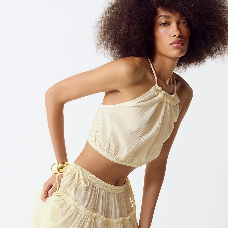 Warm Sesame J.Crew Halter top and skirt set in airy gauze | J.Crew Factory | WCFLG3926