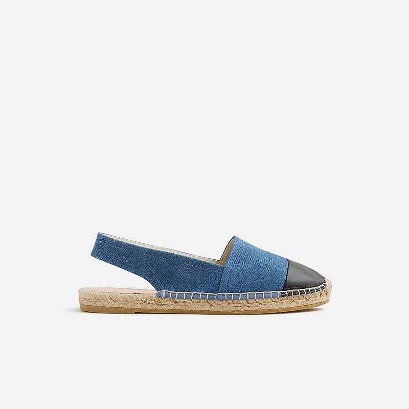 Washed Denim J.Crew Made-in-Spain cap toe slingback espadrilles in canvas | J.Crew Factory | TGPJF4362