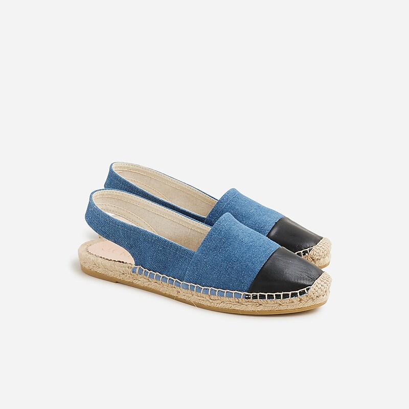 Washed Denim J.Crew Made-in-Spain cap toe slingback espadrilles in canvas | J.Crew Factory | TGPJF4362