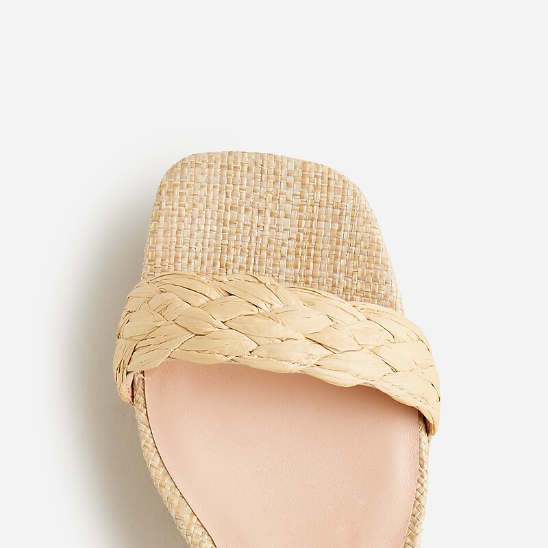 Weathered Sand J.Crew Ankle-strap platform heels in faux raffia | J.Crew Factory | EODKL1254