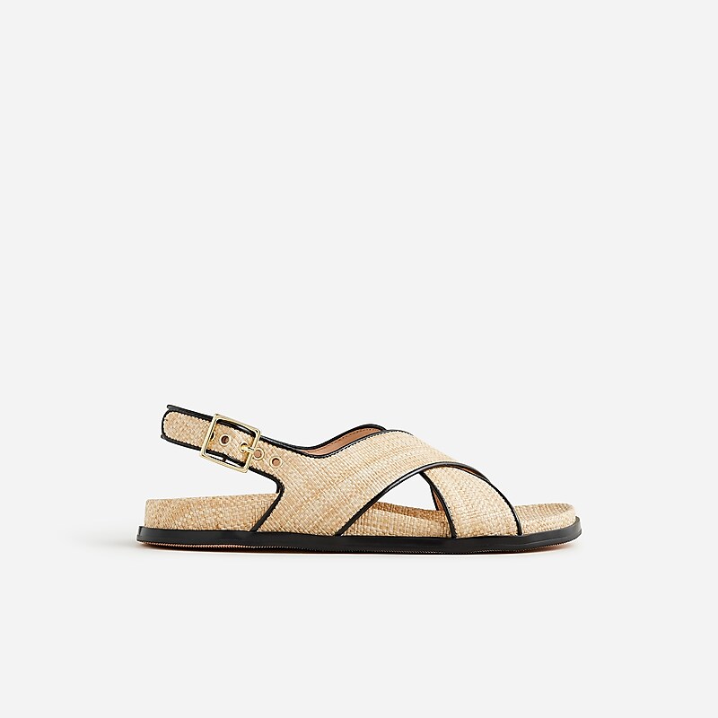 Weathered Sand J.Crew Colbie crisscross slingback sandals in raffia | J.Crew Factory | FGRPO4026